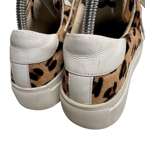 Myra Bag Sz 7.5 38 Leopard Hairon Leather Platform Sneakers Casual Mob Wife Fur - Picture 2 of 15
